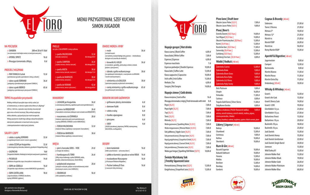 Projekt menu restauracji Projekt menu restauracji