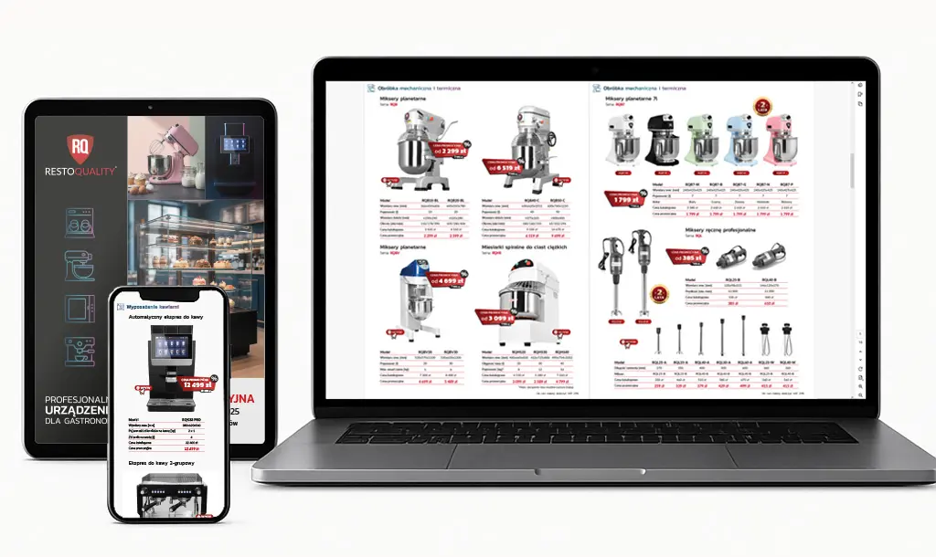 Interaktywny katalog PDF – Resto Quality na laptopie i smartfonie