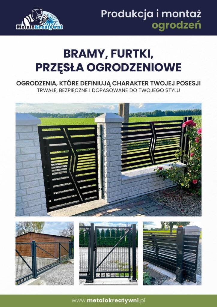 Okładka katalogu ogrodzeń MetaloKreatywni — bramy, furtki i przęsła