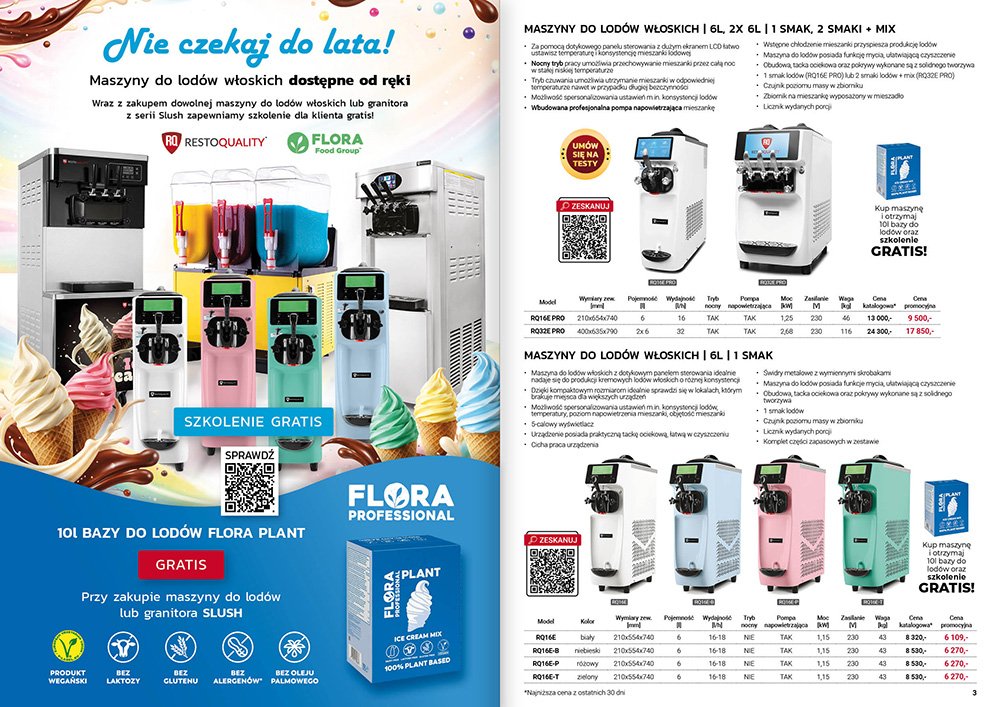 Zdjęcie wnętrza gazetki reklamowej Resto Quality, przedstawiona rozkładówka z reklamą i urządzeniami gastronomicznymi