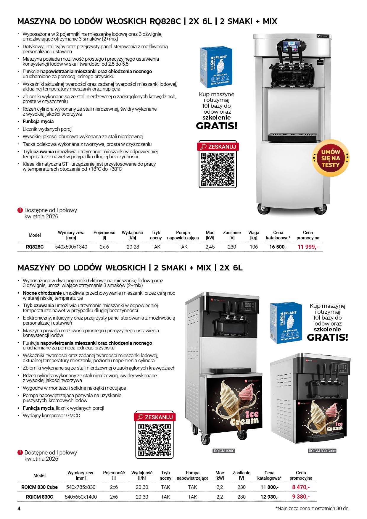 Zdjęcie strony gazetki reklamowej Resto Quality z prezentacją maszyn do lodów