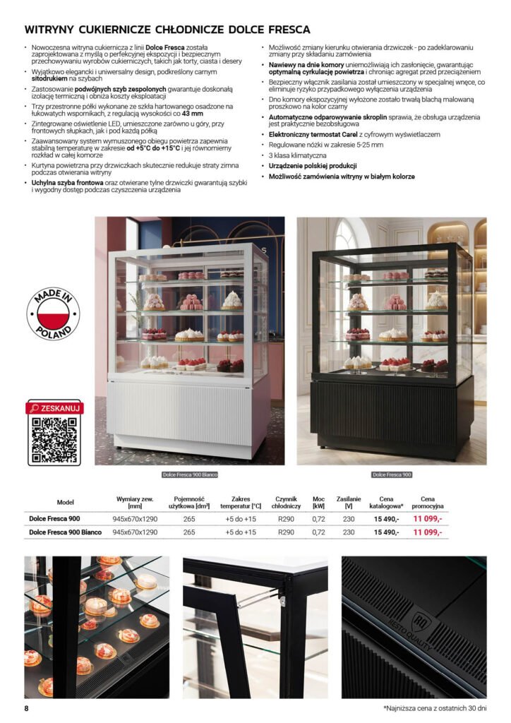 Zdjęcie strony gazetki reklamowej Resto Quality z prezentacją witryn cukierniczych