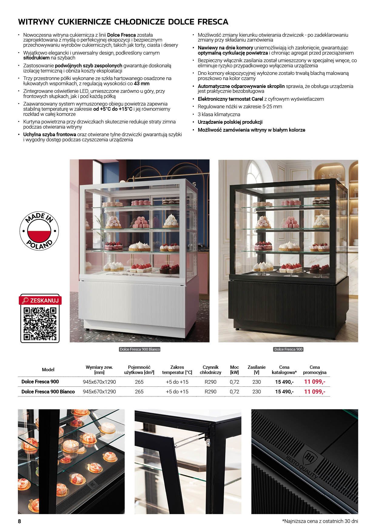 Zdjęcie strony gazetki reklamowej Resto Quality z prezentacją witryn cukierniczych